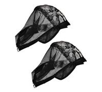 PACKOVE 2pcs Elastic Wig Mesh Caps Black Gauze Wig Net Head Cover for Making Stretchable Hair Net Suitable for Stage Plays and Parties