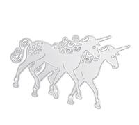 PACKOVE 2pcs Embossing Dies Unicorn Dies Cut Stencil for Silver Carbon Steel Design DIY Scrapbook Photo Frame Making Paper Model Project