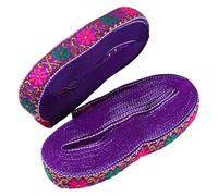 PACKOVE 2pcs Ethnic Style Embroidered Embroidery Lace Trim Ribbon 2cm Wide Purple DIY Curtain Floral Pattern Sewing Craft Accessories for Home Decor