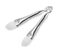 PACKOVE 2pcs Facial Mask Brush Double Side Applicator with Soft Nylon Bristles and Spoon Design in Silver for Home and Travel Personal Use