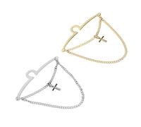 PACKOVE 2pcs Fashionable Copper Tie Chain with Cross Pendant for Men Lightweight Necktie Link Chain Clip with Collar Pin Metal Tie Accessory for Weddings Business and Formal Events Gold