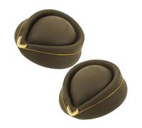 PACKOVE 2pcs Flight Attendant Beret Cap for Women Acrylic Highspeed Rail Attendant Hat Classic Uniform Accessory for Halloween Cosplay and Costume Party Easy Clean Professional Style