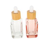 PACKOVE 2pcs Glass Perfume Bottle Dropper Bottles 10ml Half Bamboo Pink and Sample Essential Oil Lotion Containers for Travel and Cosmetic Use