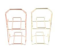 PACKOVE 2pcs Gold Plated Double-layer Makeup Sponge Puff Rack Cosmetic Egg Holder Powder Puff Storage Stand for Makeup Organizing and Drying, Suitable for Beauty Tools Storage