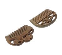 PACKOVE 2pcs Green Sandalwood Scalp Massage Comb Acupuncture Point Stress Relief Tool Head Massager for Circulation