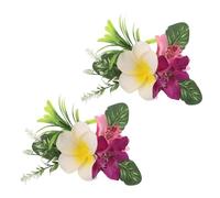 PACKOVE 2pcs Handcrafted Hawaiian Flower Hairpins Plumeria and Orchid Clips Oriental Elegance Hair Accessories for Women for Summer Beach Hawaiian Parties Traditional Cheongsam and Hanfu