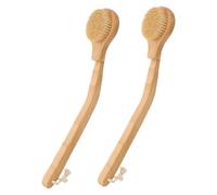 PACKOVE 2pcs Handle Body Brush for Bathing and Back Scrubbing Soft Bristles for Gentle Massage Suitable for Seniors and Disabled Khaki Dry Brush for Exfoliating Skin