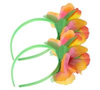PACKOVE 2pcs Hawaiian Flower Headbands for Women Vibrant Costume Headwear Soft Cloth Flexible Design for Beach Parties Celebrations Fun Accessory for Hawaiian-themed Events