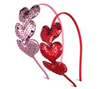 PACKOVE 2pcs Heart Headband Heart Headbands for Women Hair Cupid Accessories Rhinestones Hair Band Pamper Cupid Hairband Sparkle Sequin Valentine Sparkly Girlfriend Women Cloth
