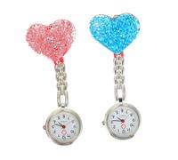 PACKOVE 2pcs Heart-Shaped Crystal Nurse Watch Fashionable Female Fob Watch Leaving
