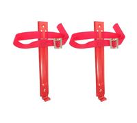 PACKOVE 2pcs Heavy-duty Cast Iron Fire Extinguisher Brackets with Strap, Universal Wall Mount Holder for 2kg/3kg/4kg Extinguishers, Industrial Fire Safety Rack for Office and Vehicle Use