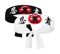PACKOVE 2pcs Japanese Style Warrior Headband for Men, Lightweight Polyester Head Band with Stealth Print, Machine Washable and Easy Care, for Party Cosplay and Cooking Use
