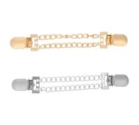 PACKOVE 2pcs Metal Sweater Clips Lightweight Shawl Clips with Gold and Silver Chains Classic Cloak Clasps for Womens Cardigans Dresses Scarves and Sweaters Easy to Use Fashion Accessories