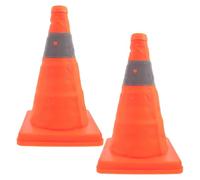 PACKOVE 2pcs Multi-function Reflective Traffic Safety Cones, Portable and Sturdy Plastic Road Safety Cones for Emergency Use and Carried on The Go