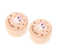 PACKOVE 2pcs My First Tooth Box Wooden Keepsake for Teeth Storage Sturdy and Reliable with Modern Simple Design