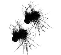 PACKOVE 2pcs Ostrich Plume Hair Clips Black Fluffy Bobby Pins Hair Styling Accessories for Women Prom and Halloween Unique Elegant Design