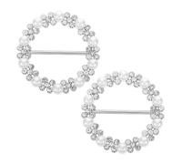 PACKOVE 2pcs Pearl Rhinestone Scarf Ring Clips Alloy Shawl Slide Buckle for Women Clothing Wraps Shirt Corner Knotted Button Scarf Tie Holder