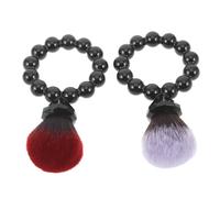 PACKOVE 2pcs Pearl Soft Hair Blush Brush Set with Compact Powder and Cream Blush Applicators, Portable Makeup Brushes for Ch lending and Face Finishing, Travel-friendly Tools for Women