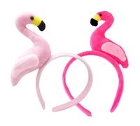 PACKOVE 2Pcs Plush Flamingo Headband Fun Hawaii Headdress for Tropical Parties Halloween Cosplay and Dress Up Eye Catching Hair Accessories Pink