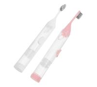 PACKOVE 2pcs Portable Travel Foldable Toothbrush Set with Soft Bristles and Built-in Toothpaste Container, Plastic Folding Structure with Protective Case, for Daily Use and Hiking