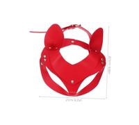 PACKOVE 2pcs Punk Style Faux Leather Cat Ear Masks Lightweight PU Material for Halloween Cosplay Party Night Club Black Red Adult Face Fit