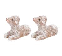 PACKOVE 2pcs Resin Sheep-shaped Bonsai Decoration Adorable Lifelike Craft Decor Khaki Colour Home Ornament for Garden Display