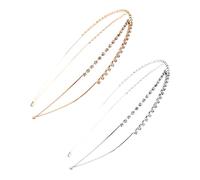 PACKOVE 2pcs Rhinestone Hairbands Crystal Headbands Silver and Rose Gold Cross Design Wedding Hair Accessories for Women and Girls