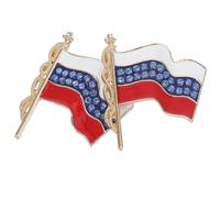 PACKOVE 2pcs Russian Flag Brooch Pins with Rhinestone Crystal, Lightweight Alloy Material, Compact Design for Casual Gatherings and Everyday Wear, Sparkling Patriotic Lapel Badge