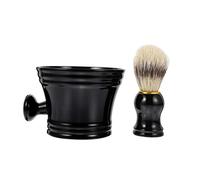 PACKOVE 2pcs Shaving Kit for Men Black Shaving Brush Bowl Set Grooming Tool for Convenient Grip for Him