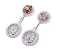 PACKOVE 2pcs Silicone Nurse Pocket Watch with Clip, Numbers, Precise Time, White Brooch Fob Watch for Workers and Nurses