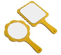 PACKOVE 2pcs Small Handheld Makeup Mirrors with Non-slip Handles Portable Lightweight Single-sided Cosmetic Mirrors for Shaving and Travel Clear Reflective Surface for Dresser and Vanity