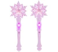 PACKOVE 2pcs Snowflake Light Up Fairy Wands with Music for Party Costume Accessories Changing Lights for Christmas Birthday Dress-up