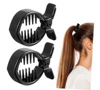 PACKOVE 2pcs Strong Tension Black Resin Hair Clip Claw Round Inner Toothed Fish Tail Ponytail Holder for Updo and Ponytail Styling Design for Work Use