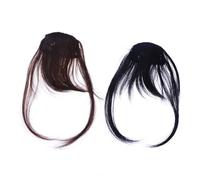 PACKOVE 2pcs Ultra-thin Natural Black Front Hair Fringe Clip-in Bangs for Women Adjustable Comfortable Air Bangs Hair Extensions Lightweight Ventilated Hairpiece for Daily Party Cosplay