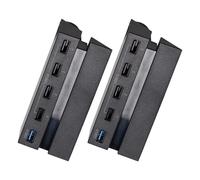 PACKOVE 2pcs USB Expander Hub USB Ports Extension 2 to 5 Splitter Adapter, Plastic, Portable, Plug and Play, Black, for Office and Travel