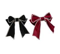 PACKOVE 2pcs Vintage Bowknot Hairpin Set Rhinestones, Black and Wine Red Chic Decorative Hair Clips for Women, Fashion Headdress Hair Ornament Suitable for Daily and Party Wear