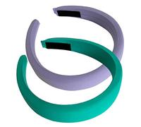 PACKOVE 2pcs Wide Padded Headbands for Women Soft Fabric Hair Hoops for Daily Wear Makeup Sports Non Slip Comfortable Hair Accessories Light Purple Emerald Green