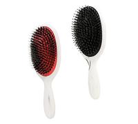PACKOVE 2pcs Women’s Detangling Paddle Hair Comb with Scalp Massage Inflatable Cushion, Boar Bristle Hairbrush for Long Curly Hair, Black and Red Non-slip Handle for Travel and Daily