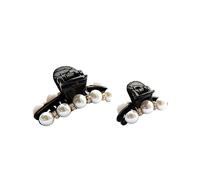 PACKOVE 2PCS Womens Pearl and Rhinestone Hair Clips Elegant Black Large and Small Hair Claw Pins Decorative Barrettes for Stylish and Daily Use