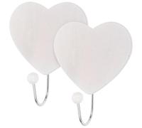 PACKOVE 2pcs Wooden Storage Hooks Heart Shape Wall Hanger for Organizing Keychains and Belts, Made of White Wood, Suitable for Installation on Furniture Or Walls with Fine Grain Texture