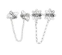 PACKOVE 2pcs Zinc Alloy Sweater Clips for Cardigans with Smooth Edges, Silver Shirt Collar Chain Brooch, Elegant and Beautiful Accessory for Valentine's Day and Much More Occasions