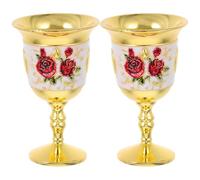 PACKOVE 2pcs Zinc Alloy Wine Goblet Metal Embossed Wine Cup Vintage Palace Style Decorative Mini Drinking Vessel with Artistic Embossed Design for Celebration and Banquets