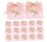 PACKOVE 30pcs Pink Foil Stamped Wedding Candy Boxes with Gold Handles Portable Party Favor Packaging for Wedding Birthday Valentine Day Durable Cardboard Bags