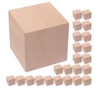 PACKOVE 30pcs Unfinished Wood Cubes for Crafts and Math Teaching, Natural Khaki Wooden Blocks, Safe and Stimulates Creativity, for DIY Projects and Puzzle Making
