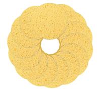 PACKOVE 30Pcs Yellow Round Facial Cleansing Pads 65Mm Diameter 8Mm Thickness Natural Wood Pulp Makeup Removal Sponges Reusable Face Cleaning Tools for Home and Spa