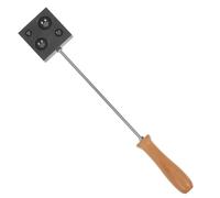 PACKOVE 32.5x5.5x2cm Graphite with Wood Handle Half Sphere Mold 4-Hole Casting Mold and Wood Branding for Metal Ingot Suitable for Metal Casting