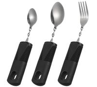 PACKOVE 3pcs Adaptive Utensils Disability Aids Adaptive Utensils Spoons Forks Set Bendable Spoon Fork Grips Set for Disabled Adults Home Use