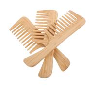 PACKOVE 3pcs Bamboo Wide Tooth Comb with Handle for Curly Hair Detangling Hair Styling Tools Scalp Massage Barber Use for Women and Men