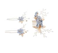 PACKOVE 3pcs Blue Alloy Wedding Hair Fork Set for Women, Elegant and Practical Bridal Hairpins, Easy to Wear Hair Accessories for Dances and Everyday Life