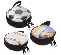 PACKOVE 3pcs Creative Ball Change Bags Coin Purse Set Lightweight Polyester Tinplate Small Round Storage Pouches with Cartoon Pattern for Daily Life